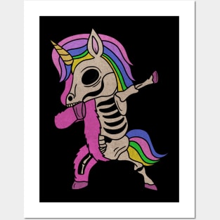 Unicorn Dabbing Skull Zombie Halloween Posters and Art